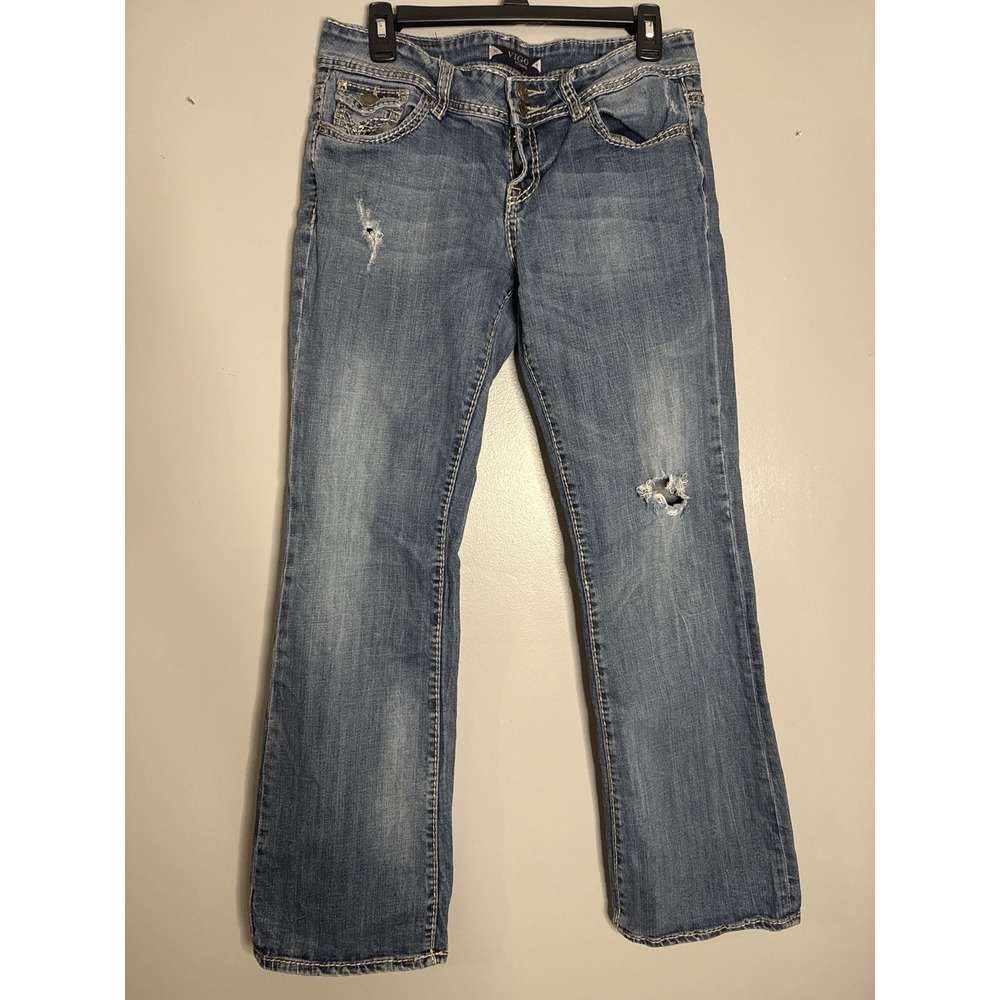 Vigoss Jeans Women's Size 9 Blue Medium Wash Distressed New York Bootcut